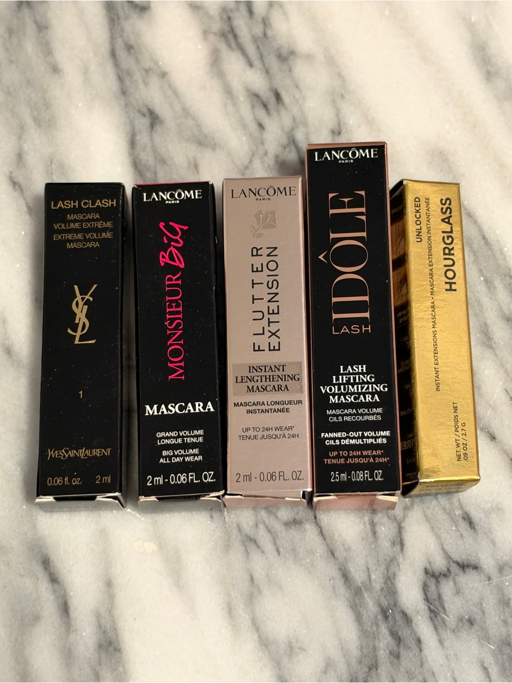 Lot of 5 Mini Black Mascaras Lancome Hourglass YSL New